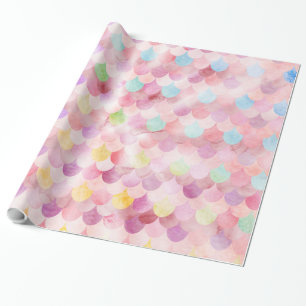 Papier Cadeau Balances de sirène rose Motif de balances de poiss