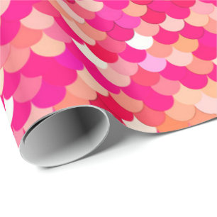 Papier Cadeau Balances de sirènes, corail, Fuchsia rose et pêche