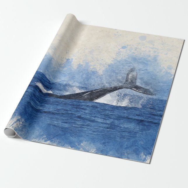 Papier Cadeau Baleine à eau bleue (Déroulé)