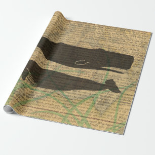 Papier Cadeau Baleine antique Vie marine