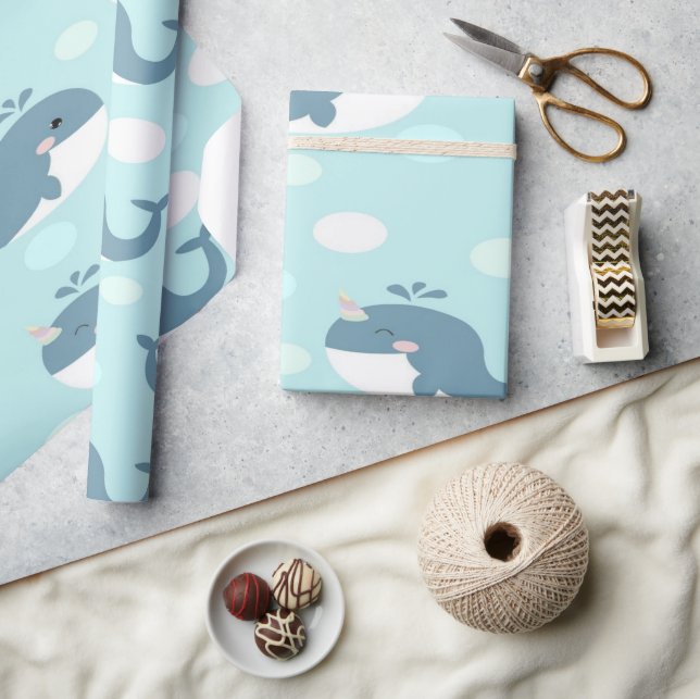 Papier Cadeau baleine bleu (Artisanat)