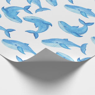 Papier Cadeau Baleine Océan Eau Bleu Poisson Anniversaire