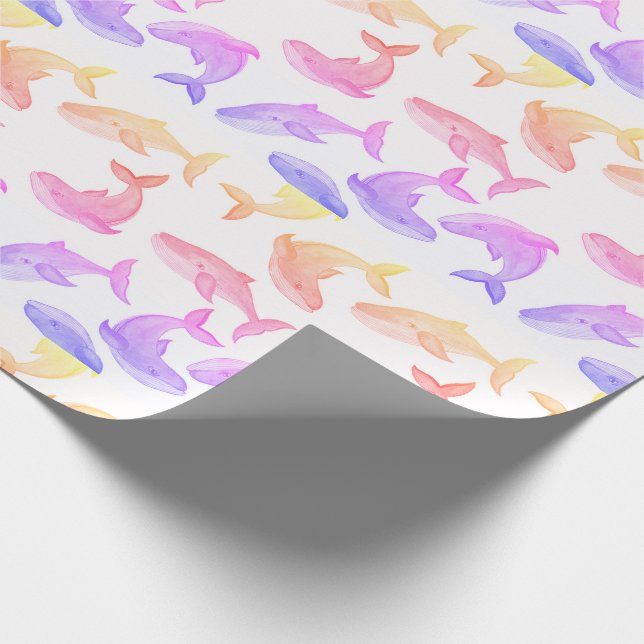 Papier Cadeau Baleine Ocean Sea Life Nautical Girly (Coin)