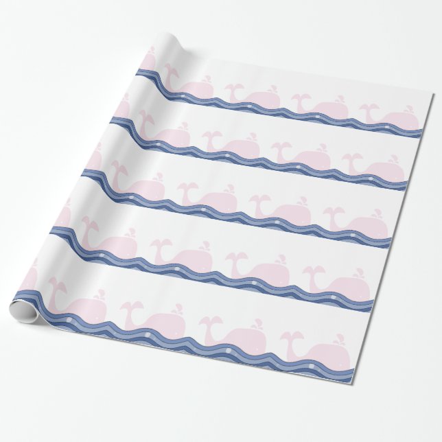 Papier Cadeau Baleine rose de Preppy (Déroulé)