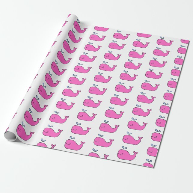 Papier Cadeau Baleines roses et bleues (Déroulé)