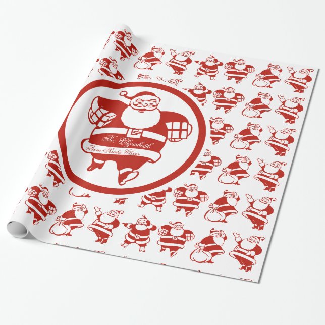 Papier Cadeau Balise cadeau de Noël Motif du Père Noël (Déroulé)