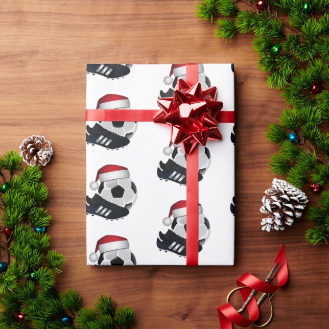 Papier Cadeau Balle de football de Noël et chaussure (Cadeau de vacances)