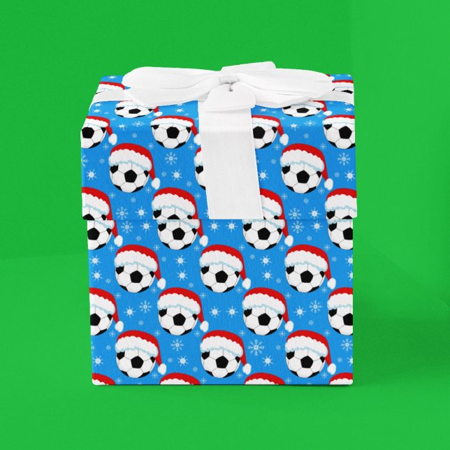 Papier Cadeau Balle de football portant Père Noël Casquette et f (Créateur téléchargé)