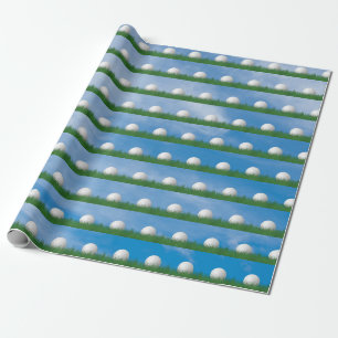 Papier Cadeau balle de golf dans l'herbe avec ciel