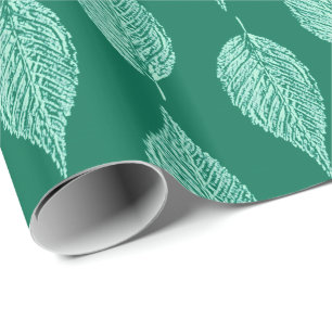 Papier Cadeau Balle en feuille de hêtre Imprimer, Turquoise et A