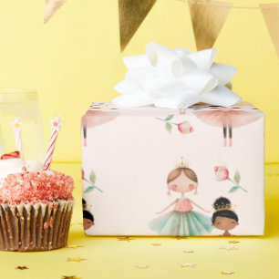 Papier Cadeau Ballerina Ballet rose Motif Anniversaire
