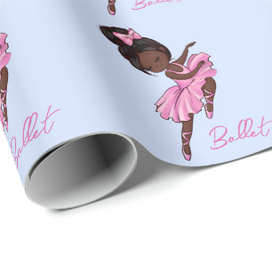 Papier Cadeau Ballerina rose, ballet violet afro-américain