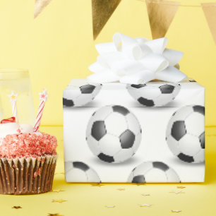 Papier Cadeau balles de football noir et blanc