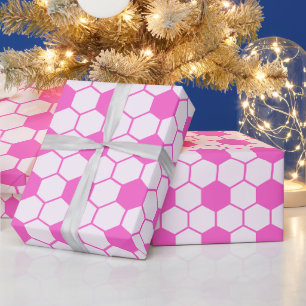 Papier Cadeau Balles de football personnalisées rose