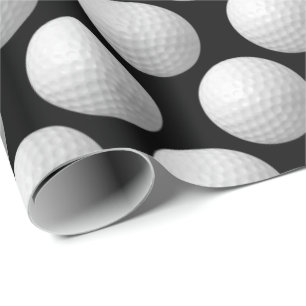 Papier Cadeau balles de golf blanches sur noir