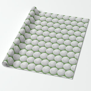 Papier Cadeau balles de golf blanches sur vert