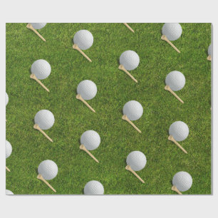 Papier Cadeau Balles de golf sur fond d'herbe verte