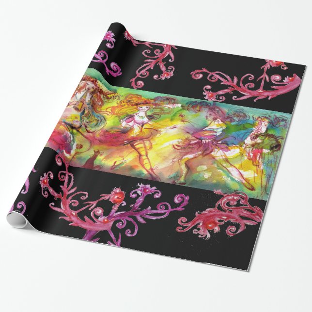PAPIER CADEAU BALLET CARNAVAL AVEC DES CHEMISES FLORALES ROUGES (Déroulé)
