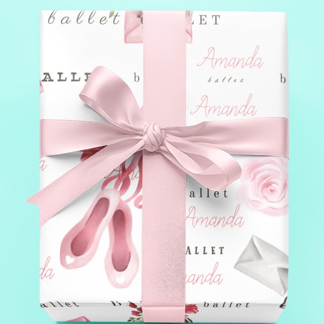 Papier Cadeau Ballet enfant personnalisé Ballerina rose (Créateur téléchargé)