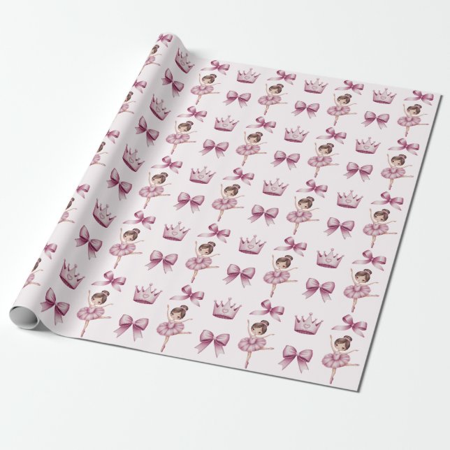 Papier Cadeau Ballet moderne tendance Ballerina Motif rose (Déroulé)
