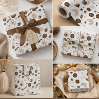 Papier Cadeau Ballon Brun Terroux & Gâteau Bento Anniversaire