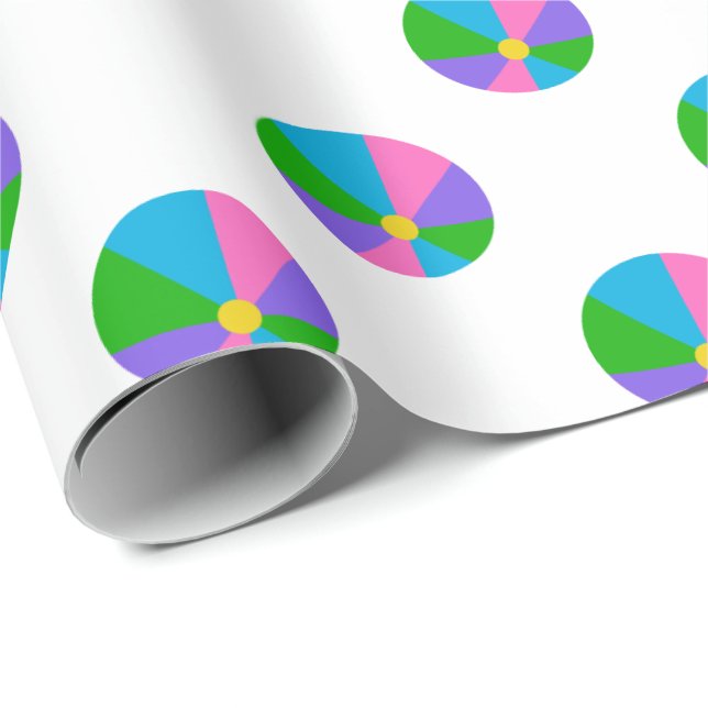 Papier Cadeau Ballon de plage multi de couleur (Coin rond)