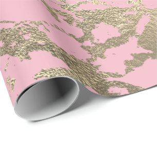Papier Cadeau Ballon rose Blush Foxier Marbre or brillant