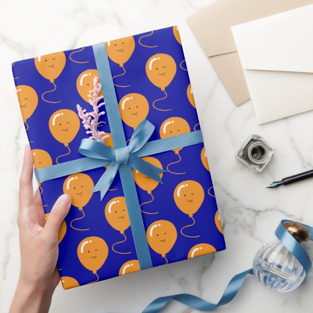 Papier Cadeau ballon souriant envelopper cadeau d'anniversaire (Cadeaux)