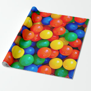 Papier Cadeau Ballons bondissants Bleu, Vert, Rouge, Jaune