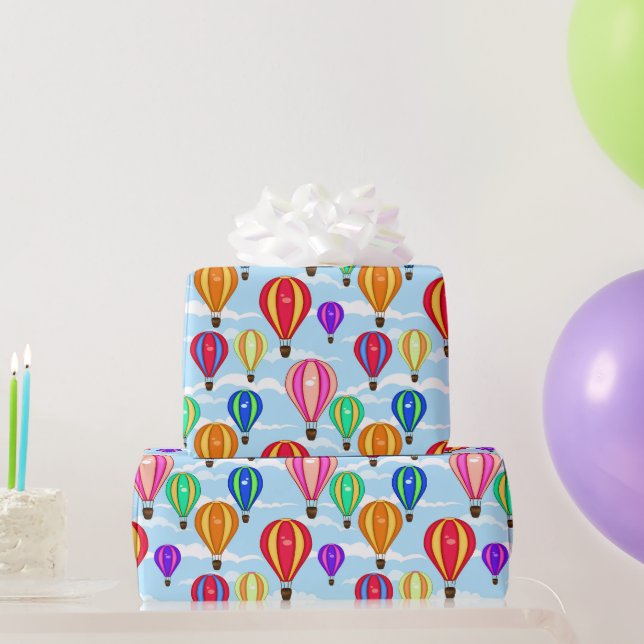 Papier Cadeau Ballons colorés à air chaud (Cadeaux de fête)