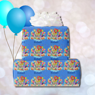 Papier Cadeau Ballons colorés Ajouter un nom AGE Anniversaire Ca