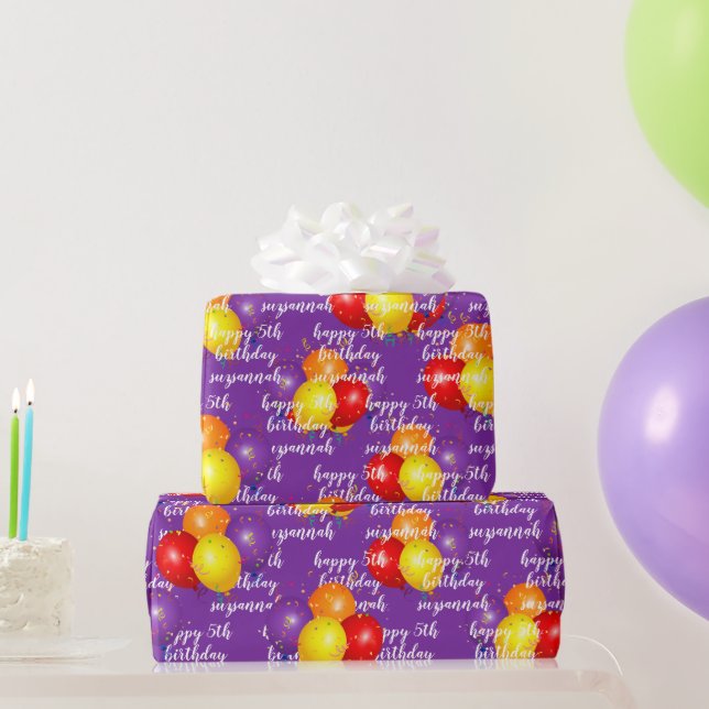 Papier Cadeau Ballons colorés Message Modèle d'anniversaire (Cadeaux de fête)