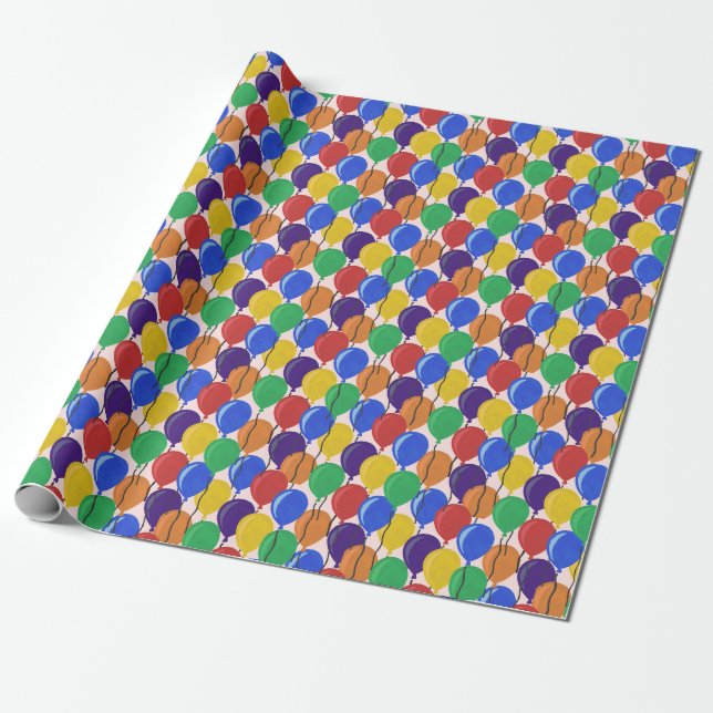Papier Cadeau Ballons d'anniversaire colorés (Déroulé)