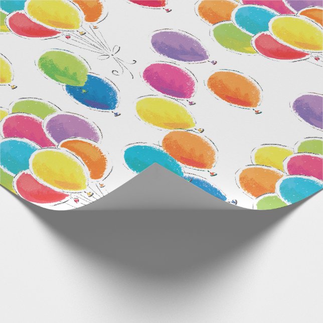 Papier Cadeau Ballons d'anniversaire colorés (Coin)