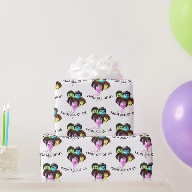 Papier Cadeau Ballons d'anniversaire des gens amusants sur blanc (Cadeaux de fête)