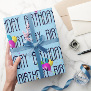Papier Cadeau Ballons d'anniversaire et Confetti