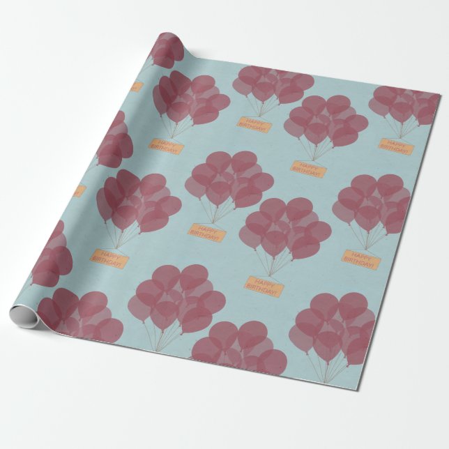 Papier Cadeau Ballons d'anniversaire heureux (Déroulé)