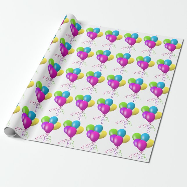 Papier Cadeau Ballons de fête d'anniversaire (Déroulé)