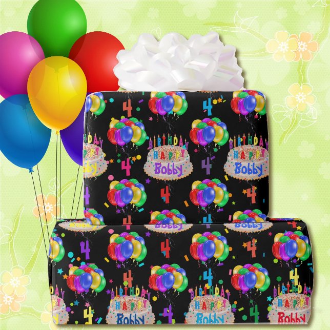 Papier Cadeau Ballons de gâteau d'anniversaire Personnaliser le  (Créateur téléchargé)