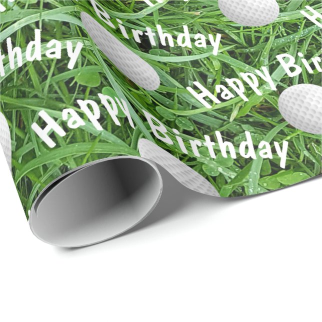 Papier Cadeau Ballons de golf d'anniversaire sur papier d'envelo (Coin rond)