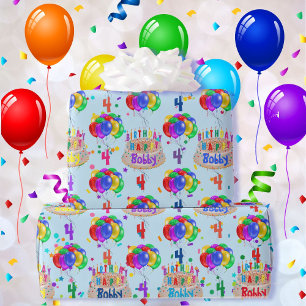 Papier Cadeau Ballons gâteau d'anniversaire Personnaliser le nom