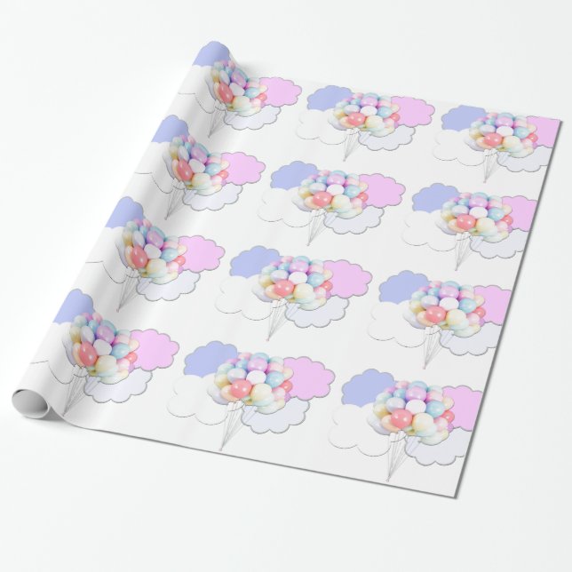 Papier Cadeau Ballons pastel dans le papier d'enveloppement des  (Déroulé)