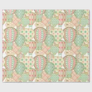 Papier Cadeau Ballons Pastel Pink et Blue Hot Air