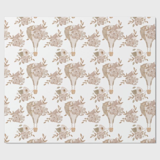 Papier Cadeau Balloon à air chaud à la florale douce (Couture)