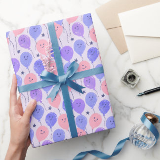 Papier Cadeau Balloons roses et violets amusants