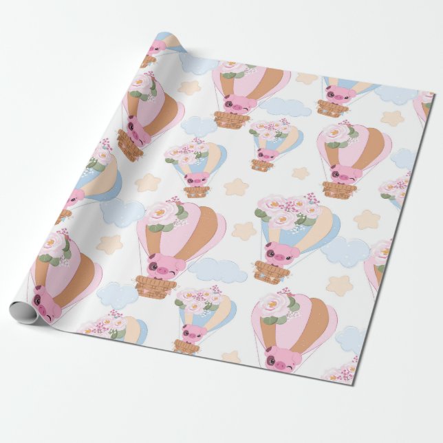Papier Cadeau Ballotte Petit Piggy Cute (Déroulé)