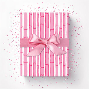 Papier Cadeau Bambooey Rayure de Bambou en Rose