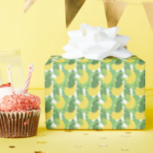 Papier Cadeau Banana Leaves et Fruit Pattern