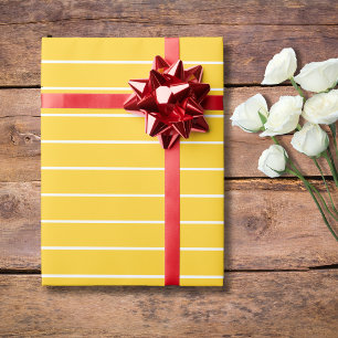 Papier Cadeau Banane Jaune Blanc Mince Horizontal Écarté