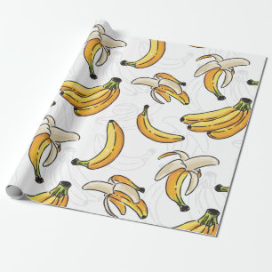 Papier Cadeau Bananes grand motif transparent
